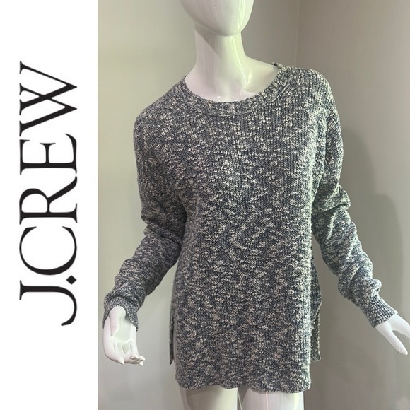 J. Crew Marled 100% Cotton Oversized Crew Neck Sweater - Picture 1 of 7